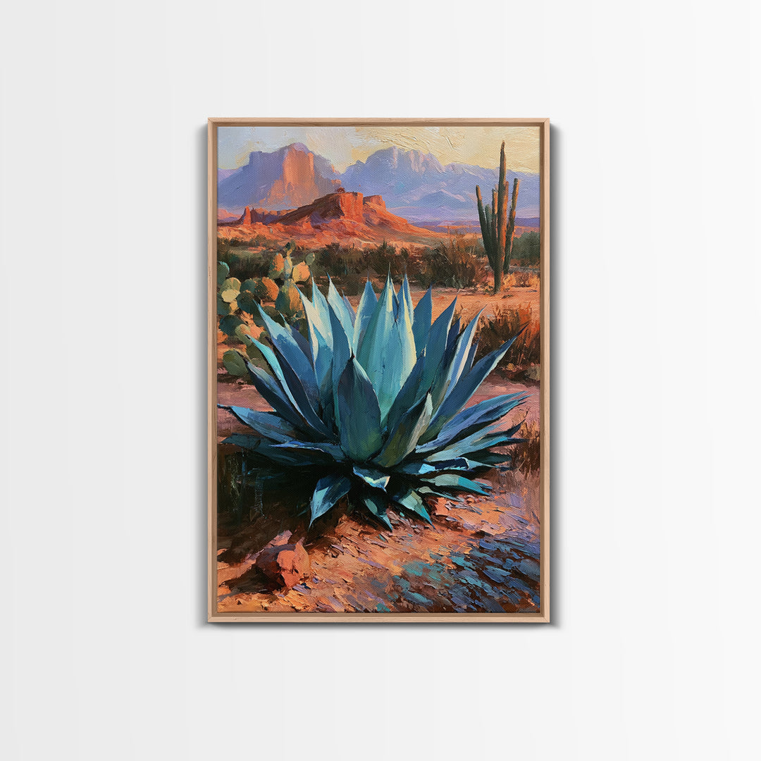 Agave Plant Closeup Framed Canvas Print, Desert Art, Wall Art Prints, Southwestern Decor, Fine Art, Desert, Boho Decor, DES-2x3-56
