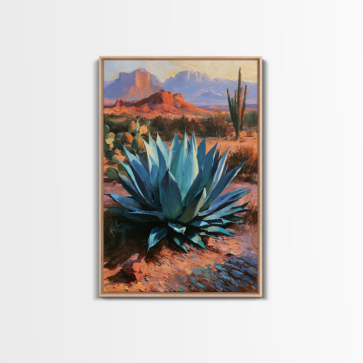 Agave Plant Closeup Framed Canvas Print, Desert Art, Wall Art Prints, Southwestern Decor, Fine Art, Desert, Boho Decor, DES-2x3-56