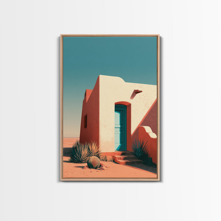 Adobe Doorway with Turquoise Shadow Canvas Print, Desert Art, Landscape Wall Art, Southwestern Decor, Fine Art, Desert, DES-2x3-61