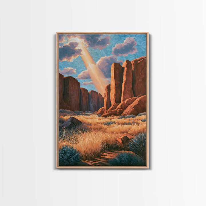 Sandstone Canyon with Dramatic Light Beam Canvas Print, Desert Art, Boho Wall Art, Southwestern Decor, Fine Art, Desert, DES-2x3-72