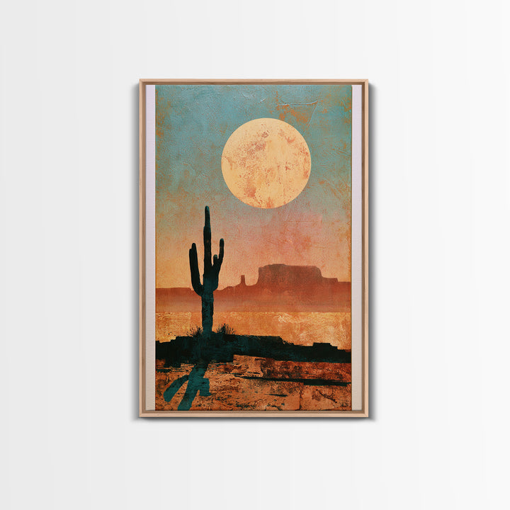Minimal Beige Sun Framed Canvas Print, Desert Art, Abstract Wall Art, Southwestern Decor, Desert, Digital Download Art, DES-2x3-78