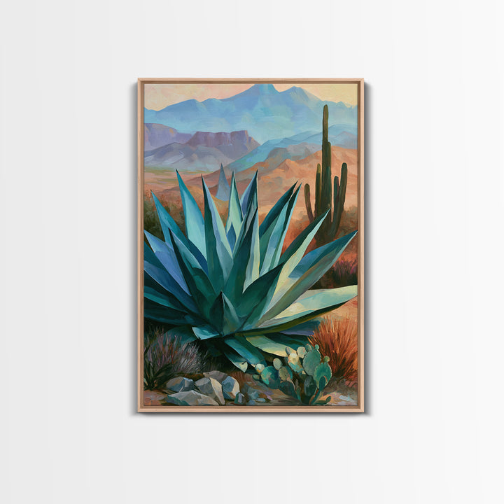 Agave Plant Closeup Framed Canvas Print, Desert Art, Art Print, Southwestern Decor, Fine Art, Desert, Original Painting, DES-2x3-8