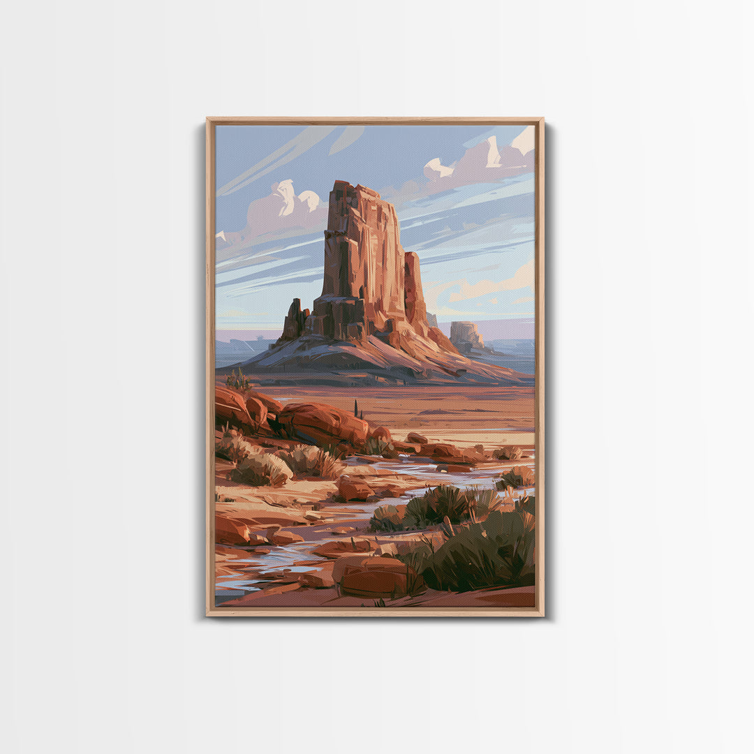 Abstract Mesa Landscape Framed Canvas Print, Desert Art, Art Print, Southwestern Decor, Fine Art, Desert, Original Painting, DES-2x3-83