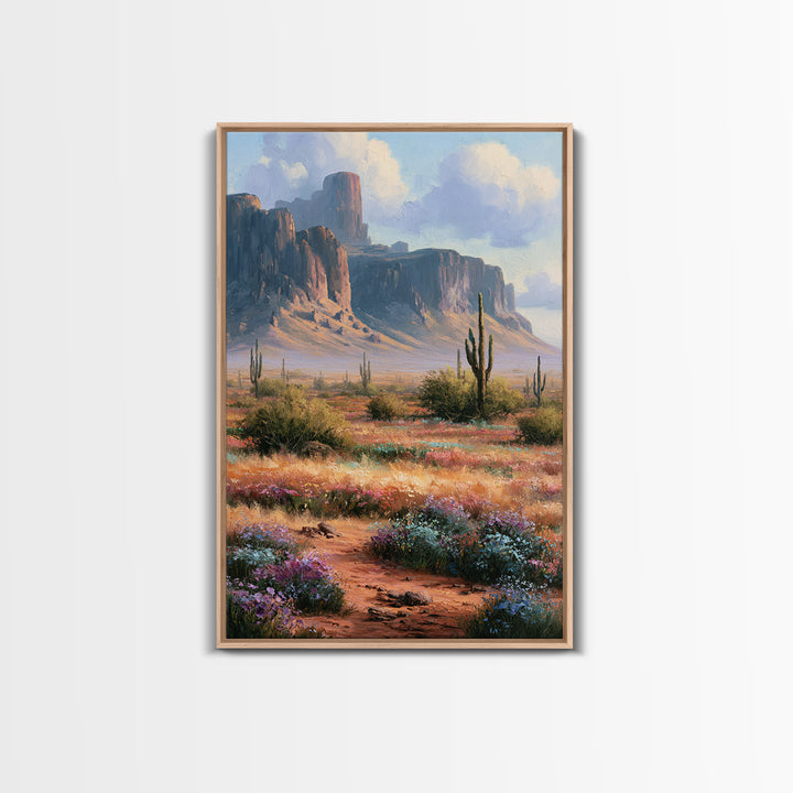 Desert Wildflowers After Spring Rain Framed Canvas Print, Desert Art, Wall Art, Southwestern Decor, Watercolor Art, Desert, DES-2x3-84