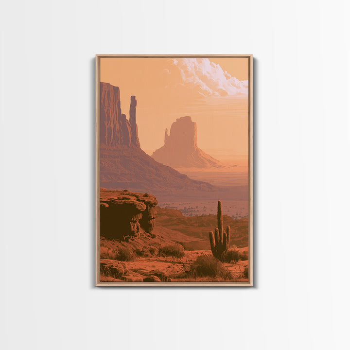 Monument Valley Silhouette Framed Canvas Print, Desert Art, Gallery Decor, Southwestern Decor, Fine Art, Desert, Home Decor, DES-2x3-89