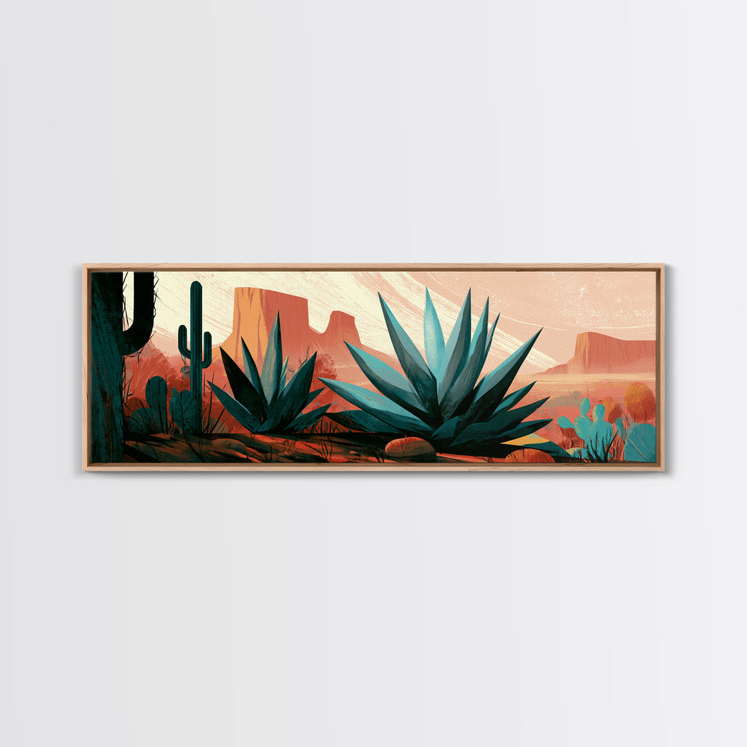 Agave Plant Closeup Canvas Print, Desert Art, Bedroom Wall Art, Southwestern Decor, Watercolor Art, Desert, Fine Art Print, DES-3x1-16