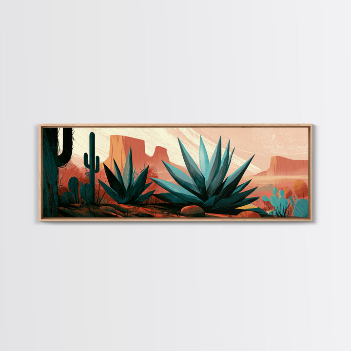 Agave Plant Closeup Canvas Print, Desert Art, Bedroom Wall Art, Southwestern Decor, Watercolor Art, Desert, Fine Art Print, DES-3x1-16