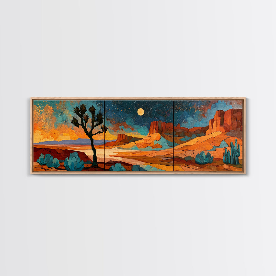 Joshua Tree under Star Filled Night Canvas Print, Desert Art, Wall Decor, Southwestern Decor, Desert, Living Room Decor, DES-3x1-22