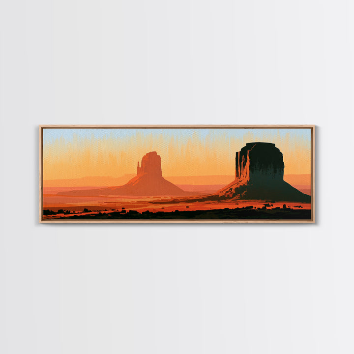 Monument Valley Silhouette Canvas Print, Desert Art, Modern Decor, Southwestern Decor, Desert, Room Decor, Digital Prints, DES-3x1-25