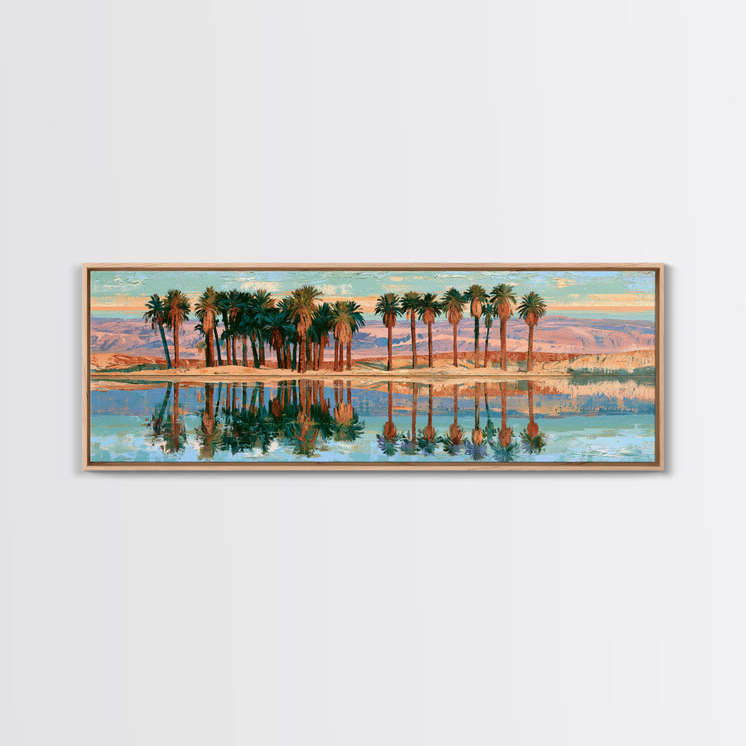 Palm Oasis Reflected Canvas Print, Desert Art, Home Decor, Southwestern Decor, Desert, Printable Art, Living Room Decor, DES-3x1-31
