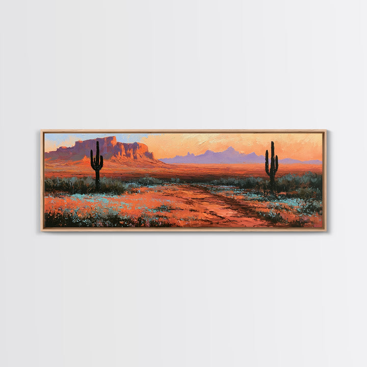 Desert Wildflowers After Spring Rain Framed Canvas Print, Desert Art, Fine Art Print, Southwestern Decor, Watercolor Art, DES-3x1-44