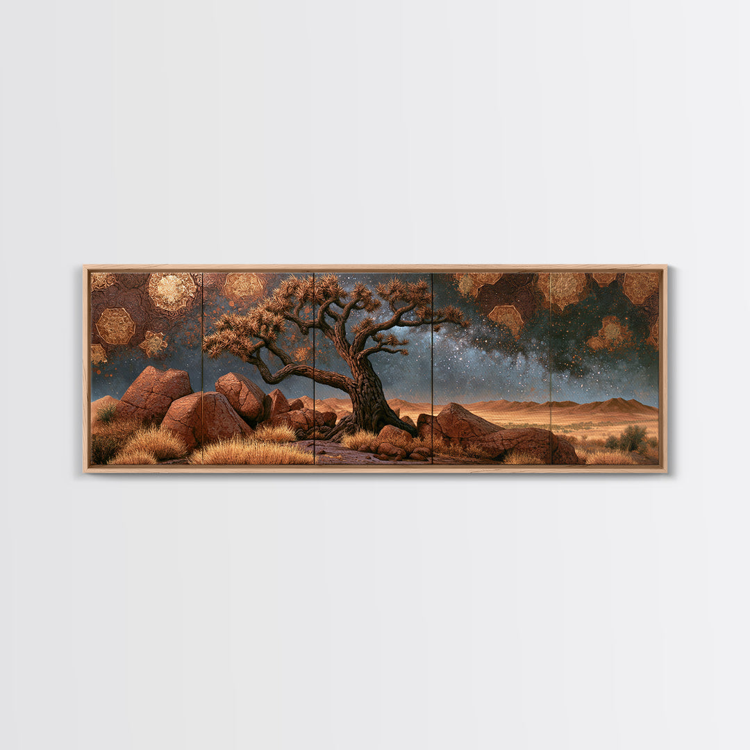 Joshua Tree under Star Filled Night Canvas Print, Desert Art, Landscape Art, Southwestern Decor, Watercolor Art, Desert, DES-3x1-46