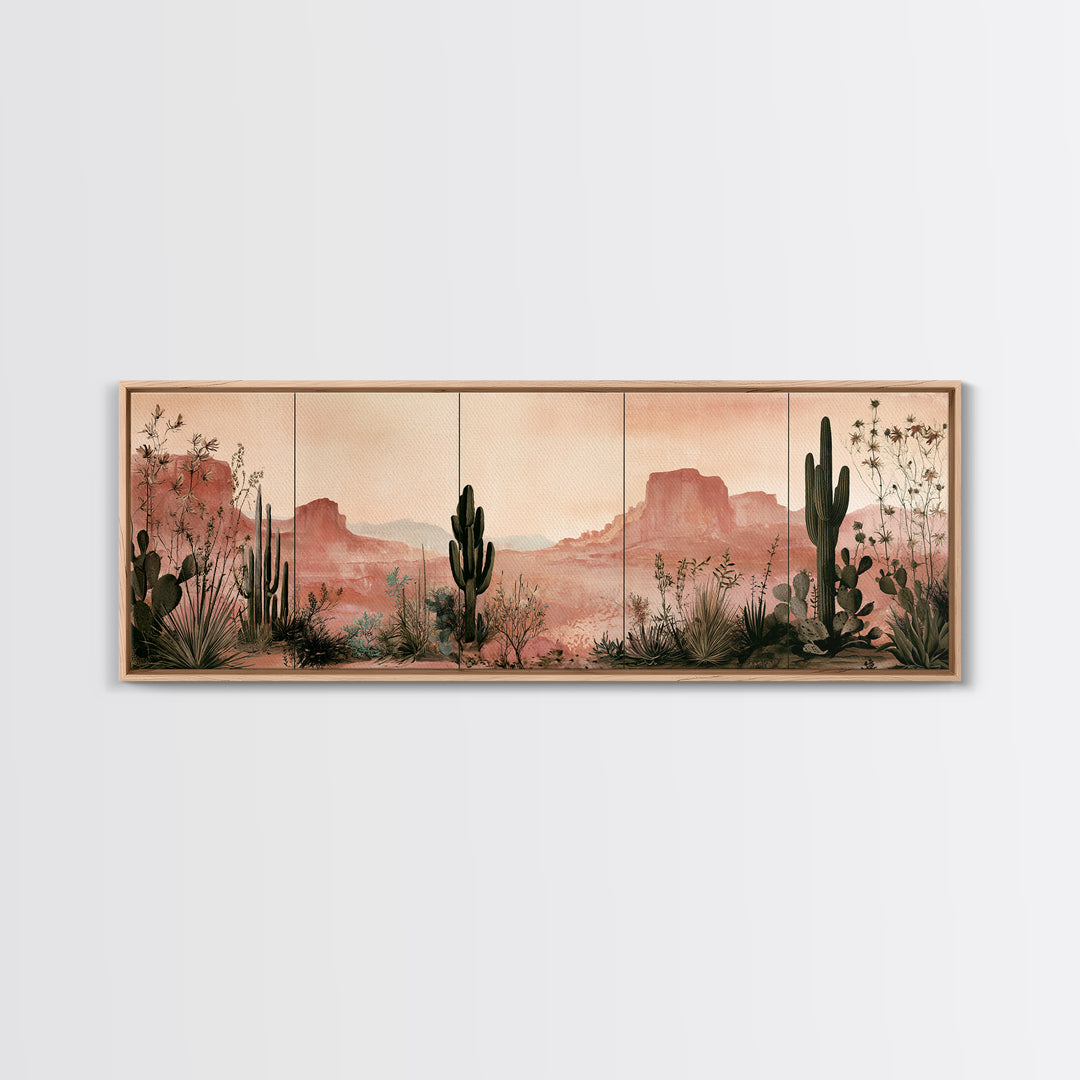 Cactus Botanical Plate Canvas Print, Desert Art, Minimalist Decor, Southwestern Decor, Fine Art, Desert, Boho, Original Art, DES-3x1-48