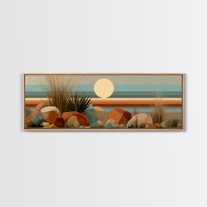 Minimal Beige Sun Canvas Print, Desert Art, Minimalist Decor, Southwestern Decor, Fine Art, Desert, Boho, Original Art, DES-3x1-62