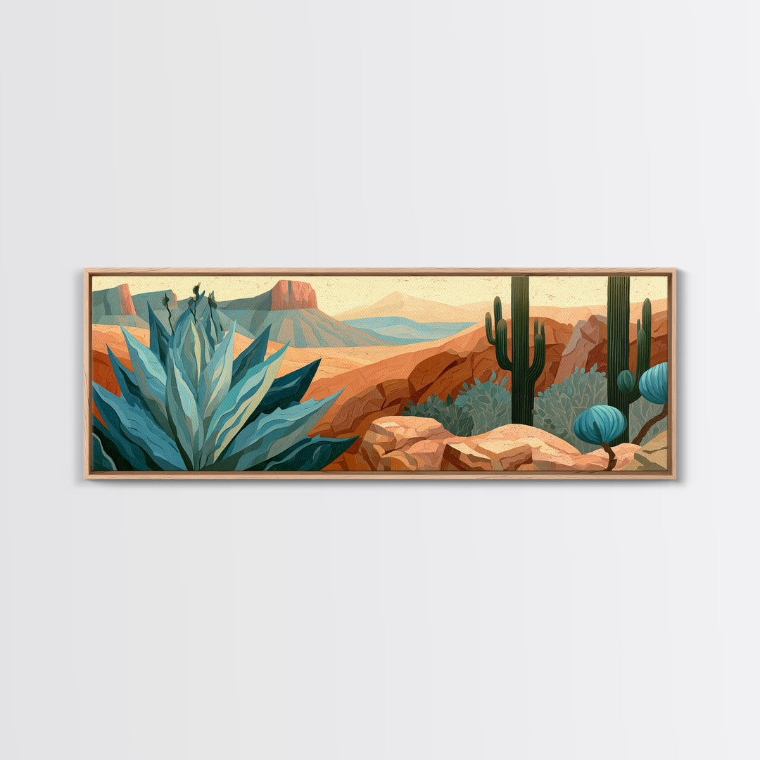 Agave Plant Closeup Framed Canvas Print, Desert Art, Textured Painting, Southwestern Decor, Fine Art, Desert, Oil Painting, DES-3x1-64