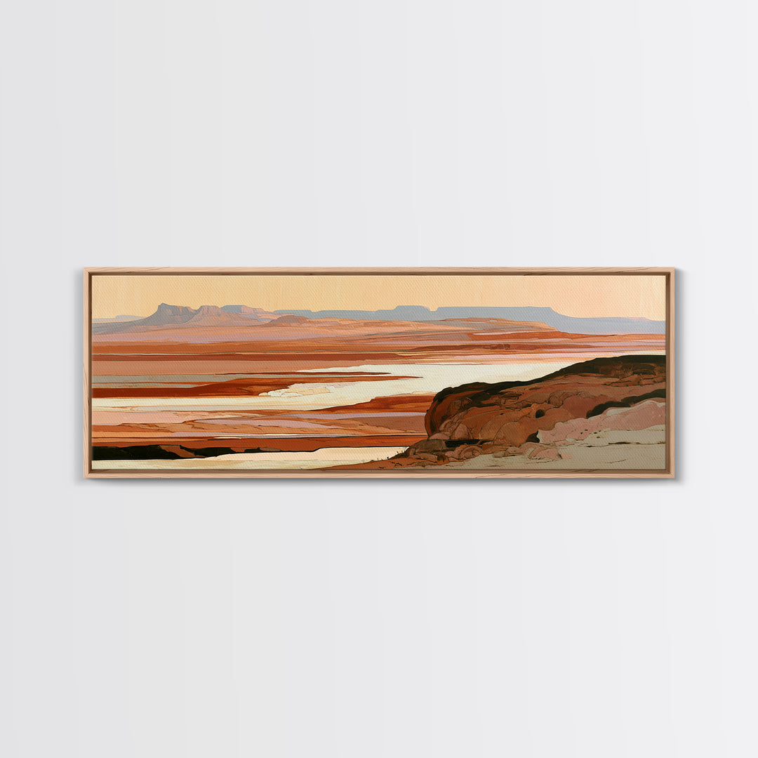 Abstract Mesa Landscape Framed Canvas Print, Desert Art, Abstract Wall Art, Southwestern Decor, Desert, Digital Download Art, DES-3x1-67