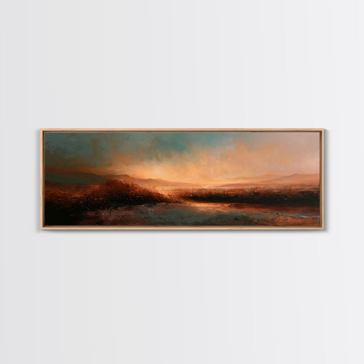 Abstract Heatwave Horizon Framed Canvas Print, Desert Art, Fine Art Print, Southwestern Decor, Oil Painting, Desert, DES-3x1-77