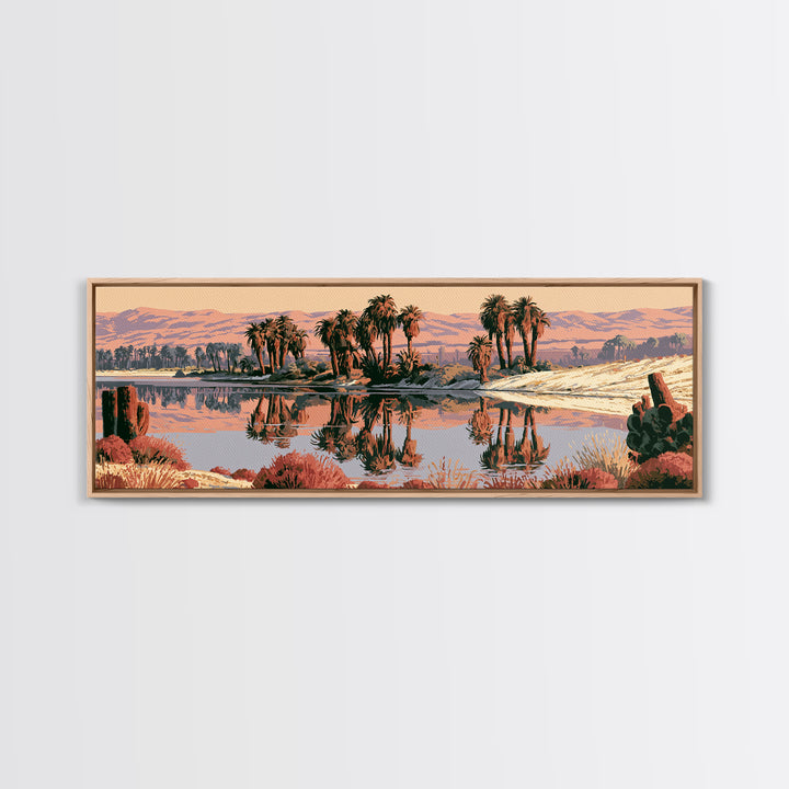 Palm Oasis Reflected Framed Canvas Print, Desert Art, Modern Wall Art, Southwestern Decor, Fine Art, Desert, Gallery Decor, DES-3x1-79