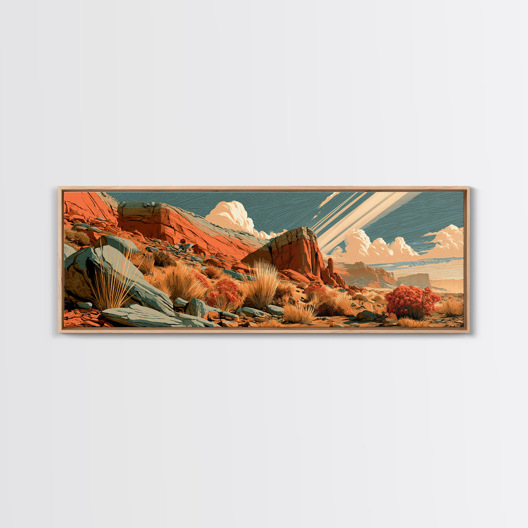 Sandstone Canyon with Dramatic Light Beam Canvas Print, Desert Art, Printable Wall Art, Southwestern Decor, Fine Art, Desert, DES-3x1-80