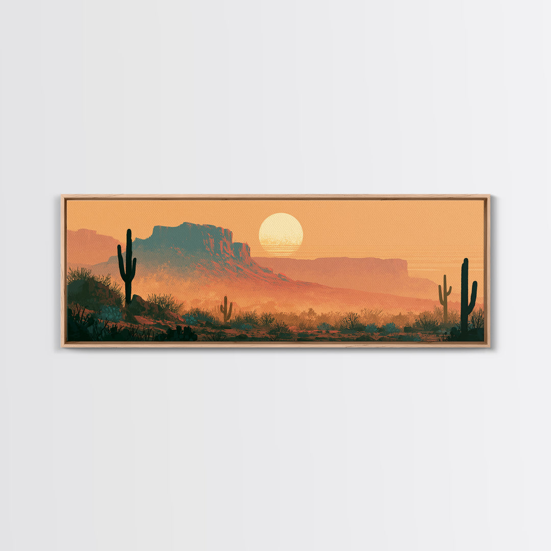 Minimal Beige Sun Canvas Print, Desert Art, Bedroom Wall Art, Southwestern Decor, Watercolor Art, Desert, Fine Art Print, DES-3x1-86