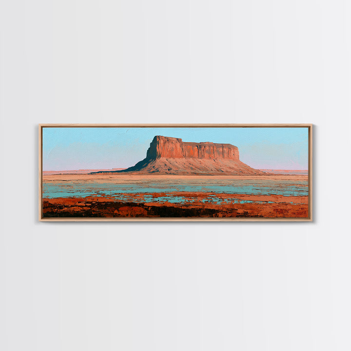 Abstract Mesa Landscape Canvas Print, Desert Art, Boho Wall Art, Southwestern Decor, Watercolor Art, Desert, Living Room Art, DES-3x1-91
