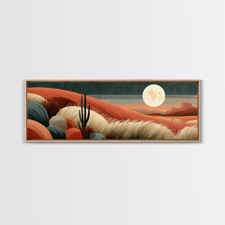 Desert Moon over Rolling Sand Canvas Print, Desert Art, Neutral Decor, Southwestern Decor, Oil Painting, Desert, Wall Decor, DES-3x1-98