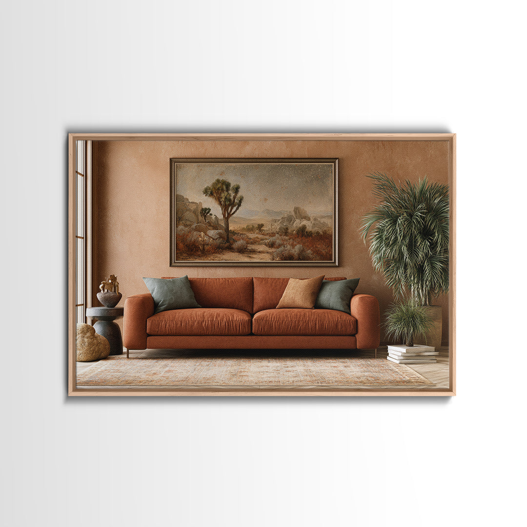 Joshua Tree under Star Filled Night Canvas Print, Desert Art, Living Room Art, Southwestern Decor, Fine Art, Desert, DES-3x2-34