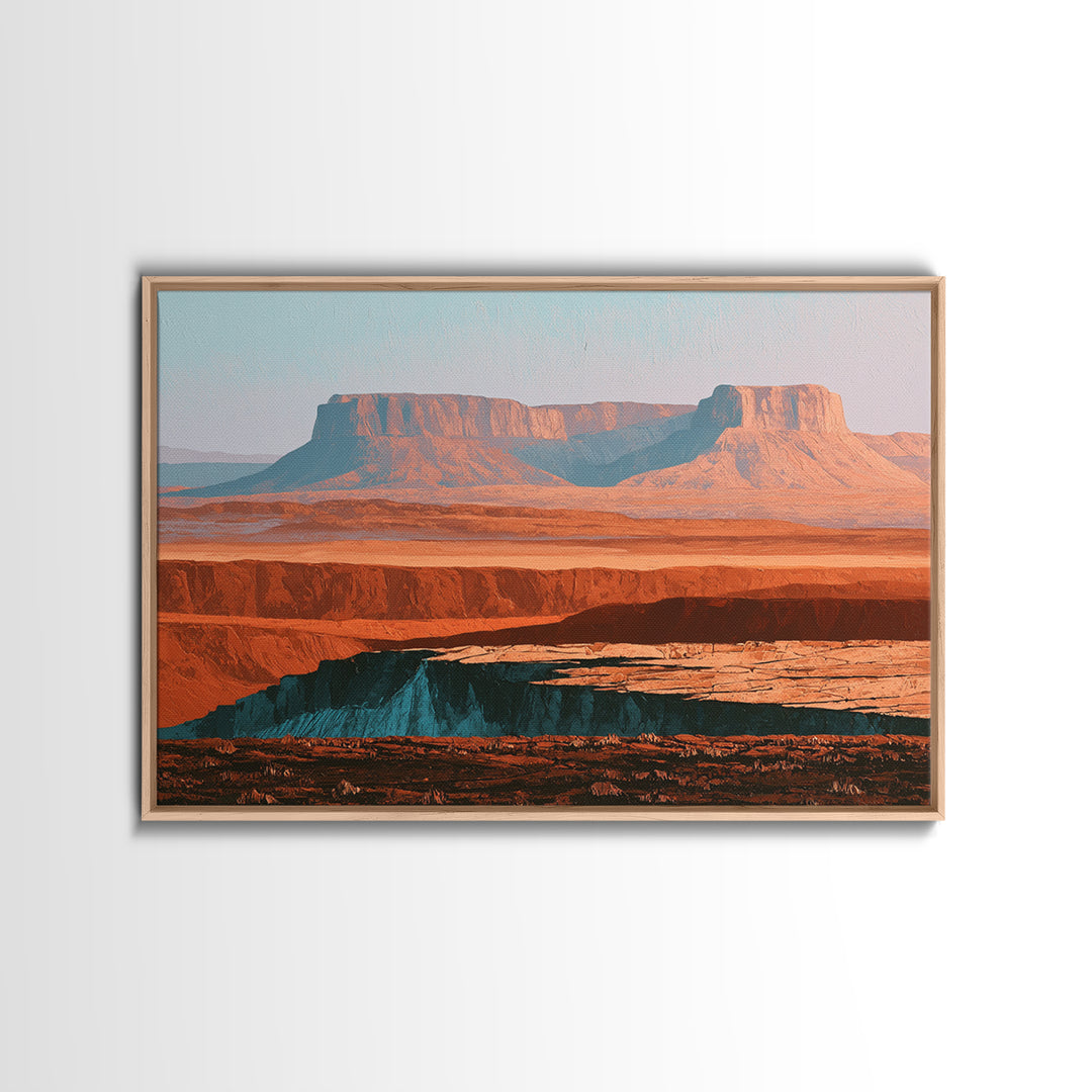 Abstract Mesa Landscape Framed Canvas Print, Desert Art, Western Wall Art, Southwestern Decor, Desert, Statement Artwork, DES-3x2-7