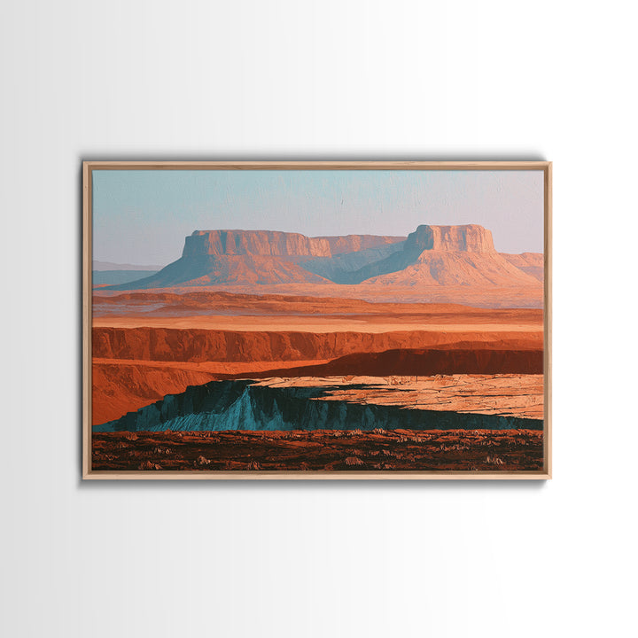 Abstract Mesa Landscape Framed Canvas Print, Desert Art, Western Wall Art, Southwestern Decor, Desert, Statement Artwork, DES-3x2-7