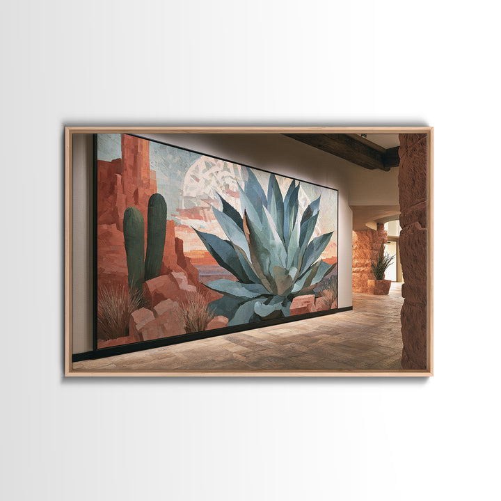 Agave Plant Closeup Canvas Print, Desert Art, Print, Southwestern Decor, Fine Art, Desert, Watercolor Painting, Modern Wall Art, DES-3x2-76
