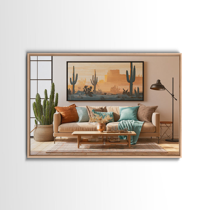 Cactus Botanical Plate Canvas Print, Desert Art, Apartment Decor, Southwestern Decor, Fine Art, Desert, Landscape Art, DES-3x2-84