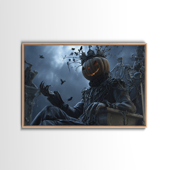 The Jack-O'-Lantern King, Landscape Wall Art, Macabre Wall Art, Framed Canvas Print, Halloween Wall Decor, Gothic Home Decor