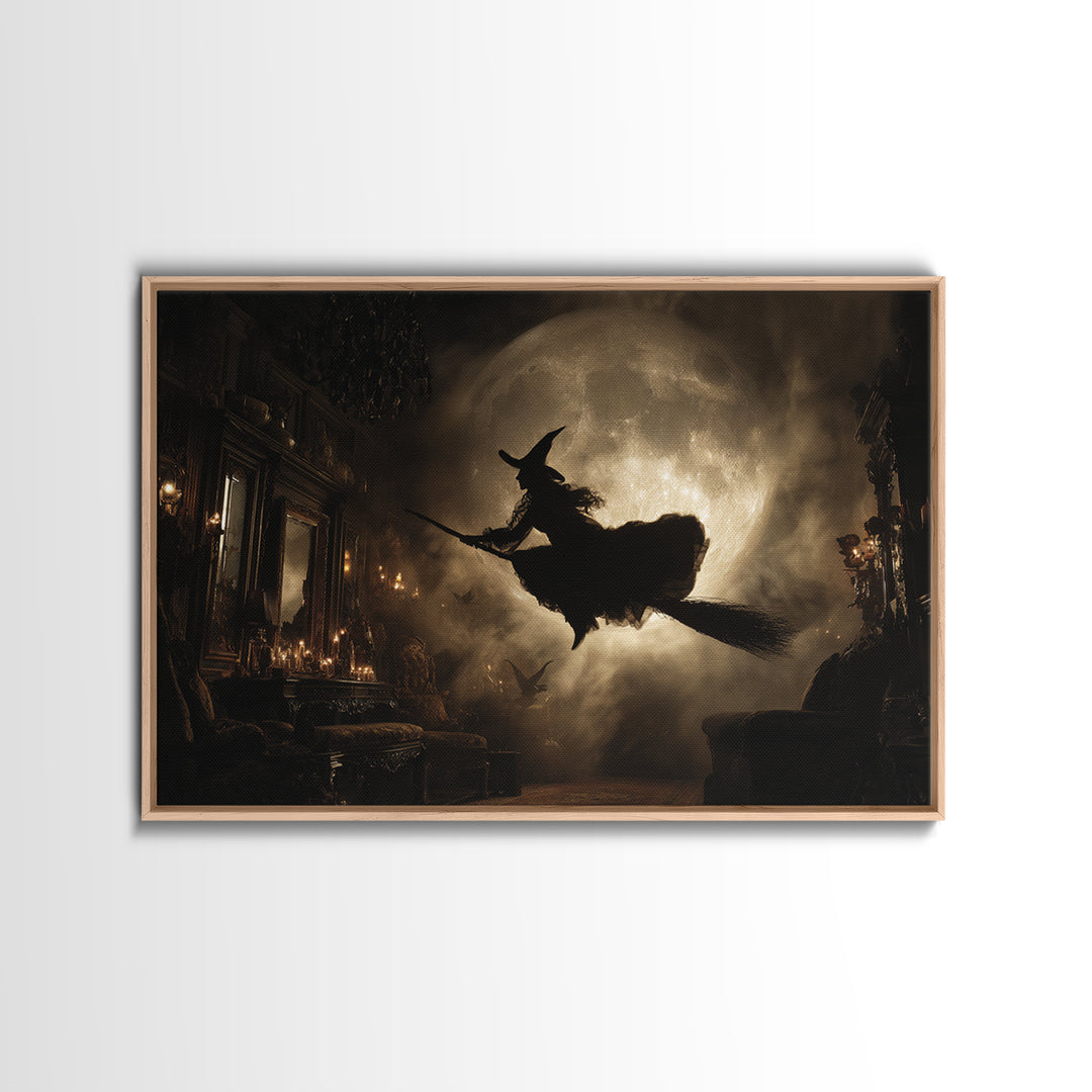 The Moonlit Witch, Landscape Wall Art, Spooky Home Decor, Canvas Print, Halloween Wall Decor, Gothic Home Decor, Statement Wall Art