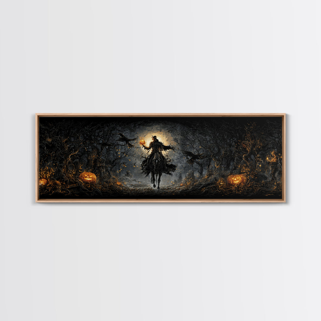 The Headless Horseman, Extra Wide Wall Art, Spooky Home Decor, Canvas Print, Halloween Wall Decor, Gothic Home Decor, Halloween Wall Art