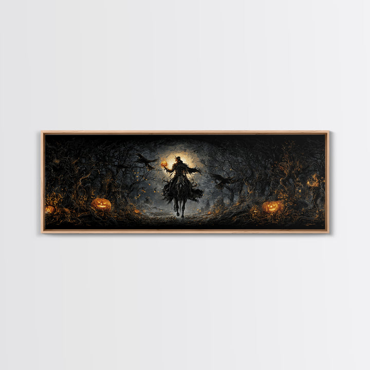 The Headless Horseman, Extra Wide Wall Art, Spooky Home Decor, Canvas Print, Halloween Wall Decor, Gothic Home Decor, Halloween Wall Art