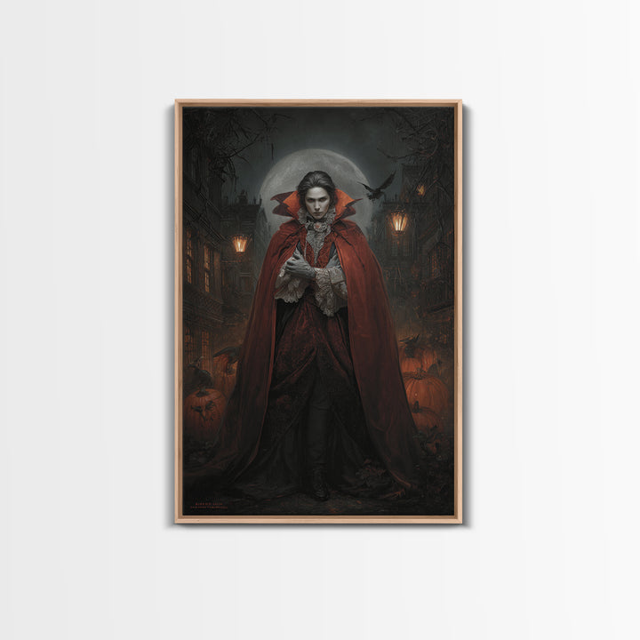 The Crimson Vampire, Vertical Wall Art, Gothic Horror Wall Art, Framed Canvas Print, Halloween Wall Decor, Gothic Home Decor