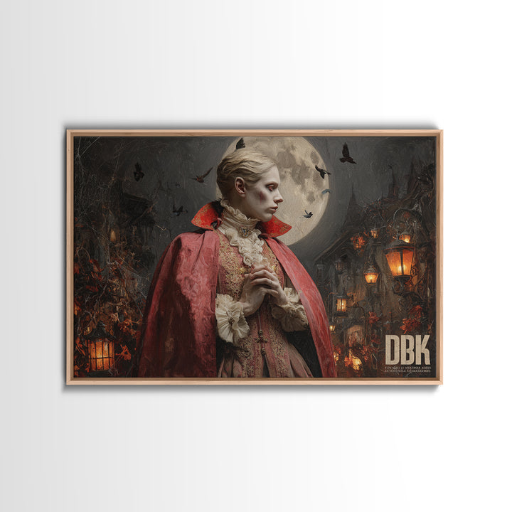 The Crimson Vampire, Landscape Wall Art, Dark Fantasy Wall Art, Canvas Print, Halloween Wall Decor, Gothic Home Decor, Seasonal Home Decor