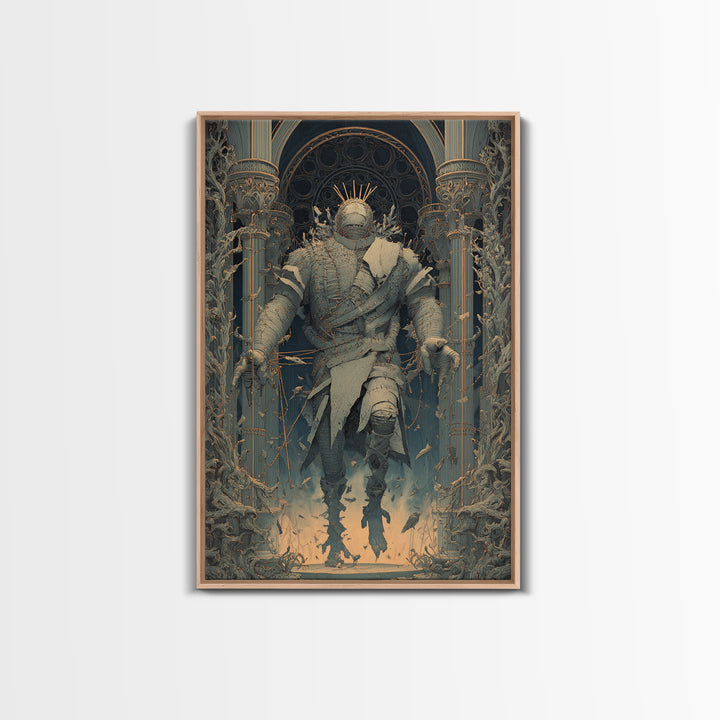 The Stitched Giant, Vertical Wall Art, Gothic Horror Wall Art, Framed Canvas Print, Halloween Wall Decor, Gothic Home Decor