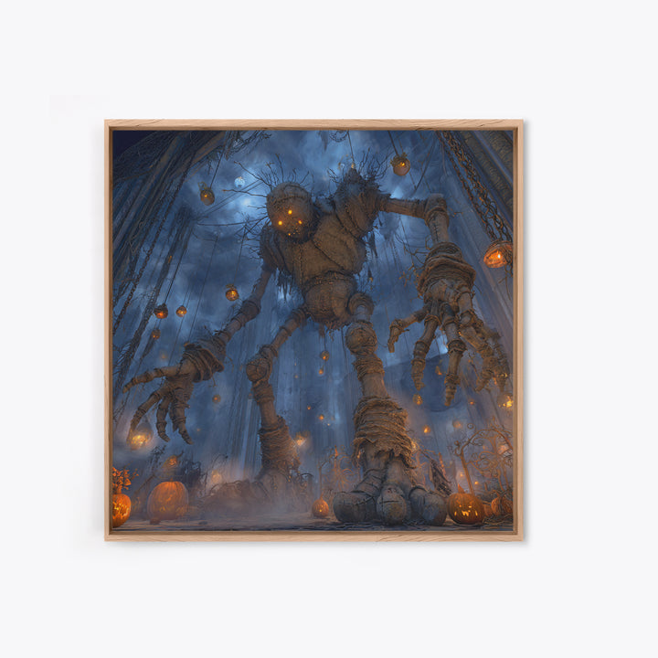The Stitched Giant, Square Wall Art, Macabre Wall Art, Framed Canvas Print, Halloween Wall Decor, Gothic Home Decor, Seasonal Home Decor