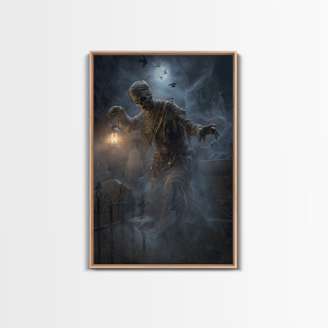 The Mummy Pharaoh, Vertical Wall Art, Haunted Gothic Art, Framed Canvas Print, Halloween Wall Decor, Gothic Home Decor, Statement Wall Art