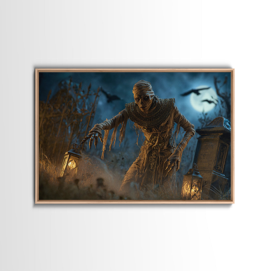 The Mummy Pharaoh, Landscape Wall Art, Macabre Wall Art, Framed Canvas Print, Halloween Wall Decor, Gothic Home Decor, Halloween Wall Art