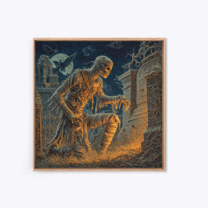 The Mummy Pharaoh, Square Wall Art, Gothic Horror Wall Art, Framed Canvas Print, Halloween Wall Decor, Gothic Home Decor, Macabre Wall Art