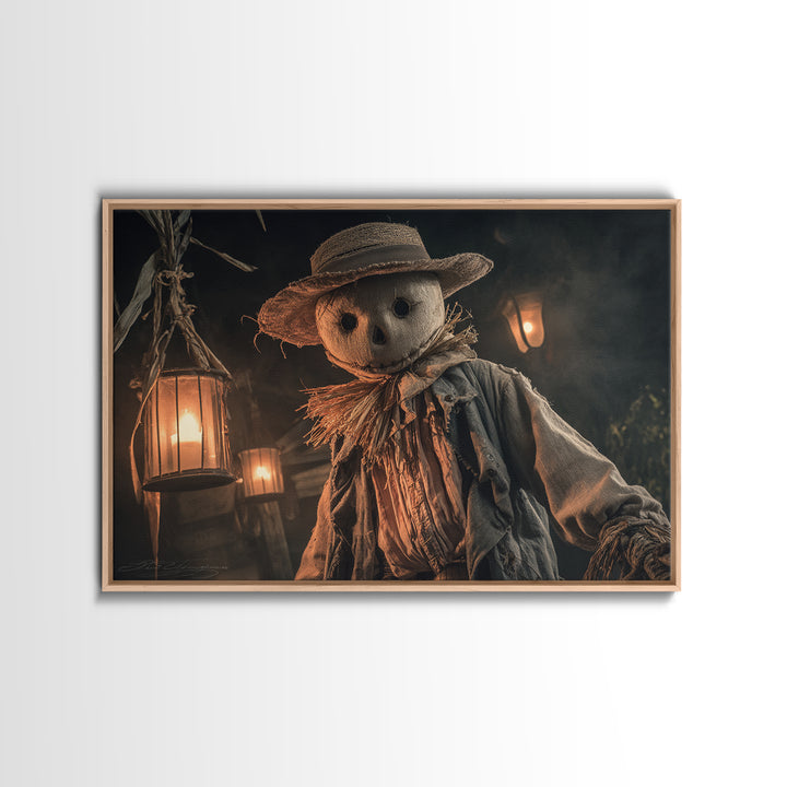 The Living Scarecrow, Landscape Wall Art, Macabre Wall Art, Framed Canvas Print, Halloween Wall Decor, Gothic Home Decor, Spooky Wall Decor