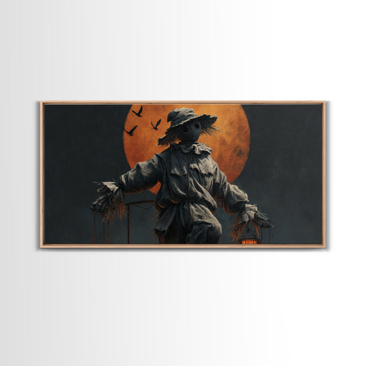 The Living Scarecrow, Wide Panoramic Art, Dark Fantasy Wall Art, Canvas Print, Halloween Wall Decor, Gothic Home Decor, Statement Wall Art