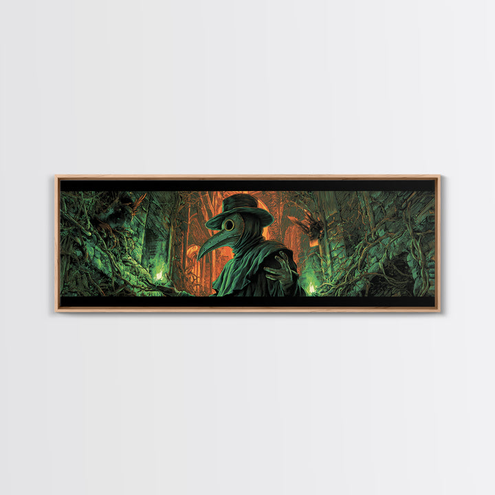 The Plague Doctor, Extra Wide Wall Art, Haunted Gothic Art, Framed Canvas Print, Halloween Wall Decor, Gothic Home Decor, Spooky Wall Decor