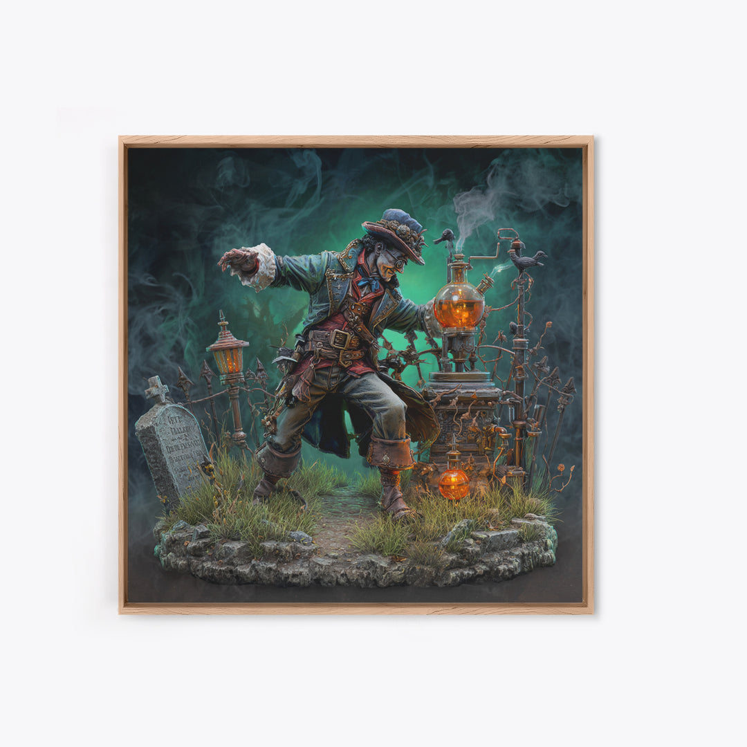 The Mad Alchemist, Square Wall Art, Macabre Wall Art, Framed Canvas Print, Halloween Wall Decor, Gothic Home Decor, Dark Fantasy Art
