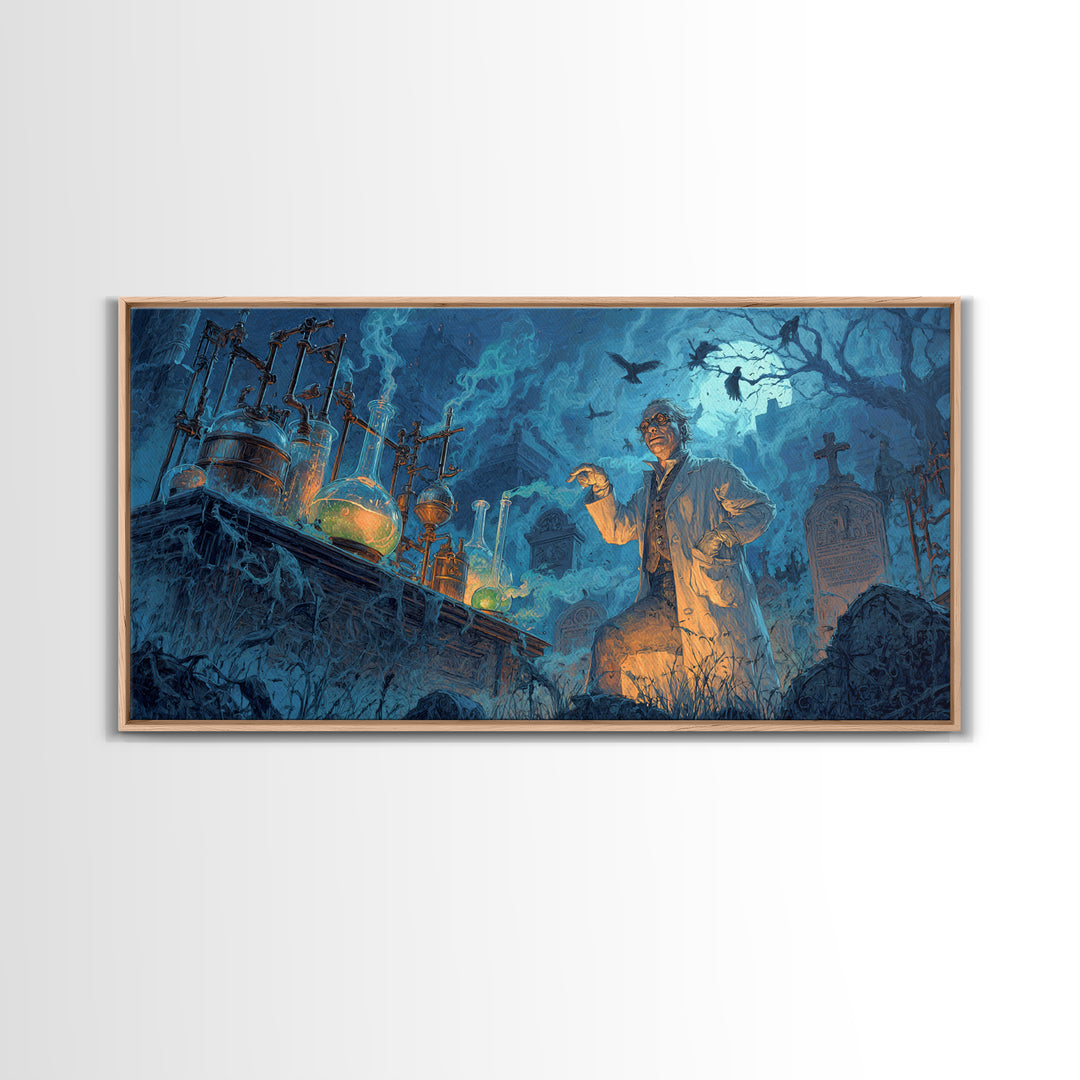 The Mad Alchemist, Wide Panoramic Art, Spooky Home Decor, Canvas Print, Halloween Wall Decor, Gothic Home Decor, Halloween Wall Art