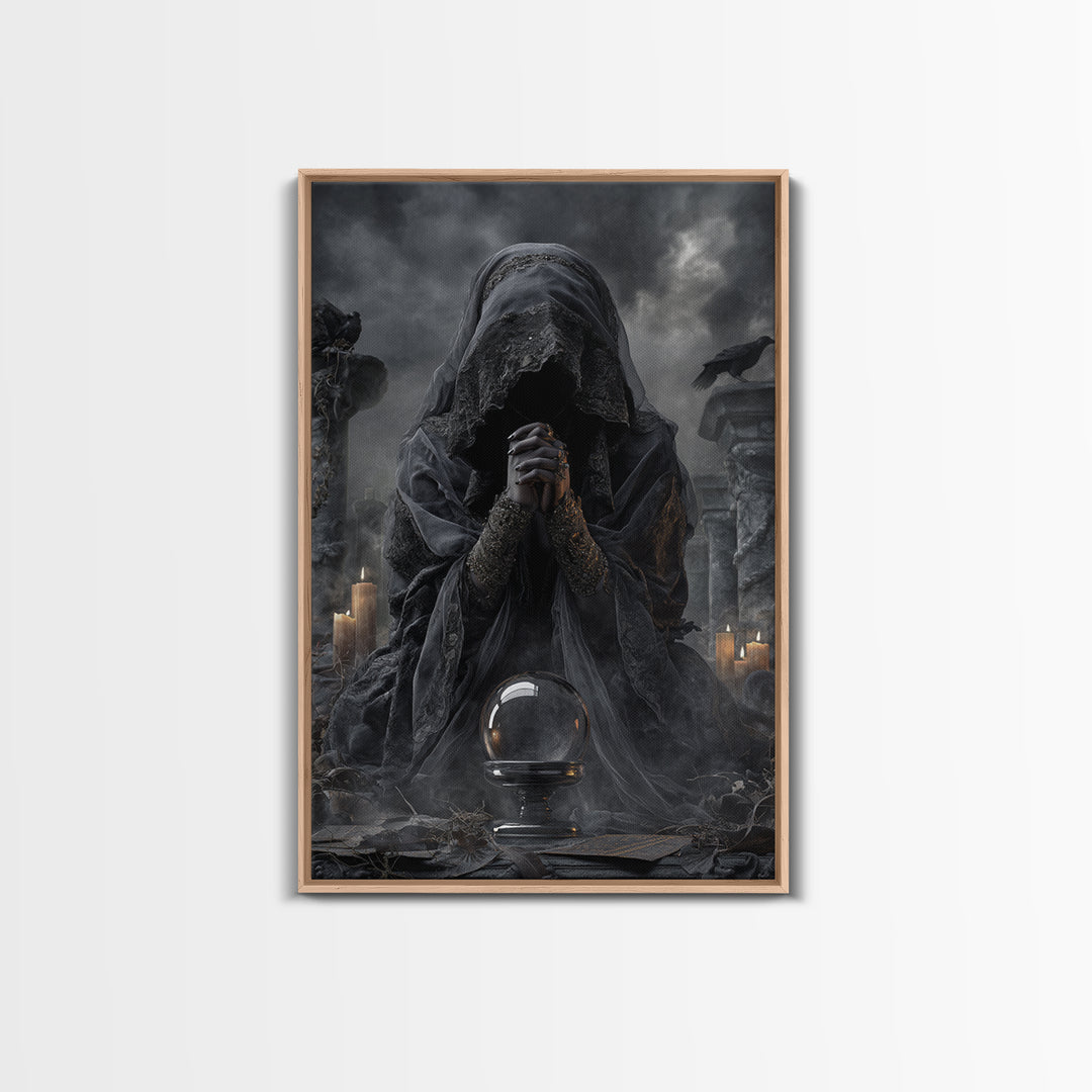 The Midnight Fortune Teller, Vertical Wall Art, Dark Halloween Decor, Canvas Print, Halloween Wall Decor, Gothic Home Decor