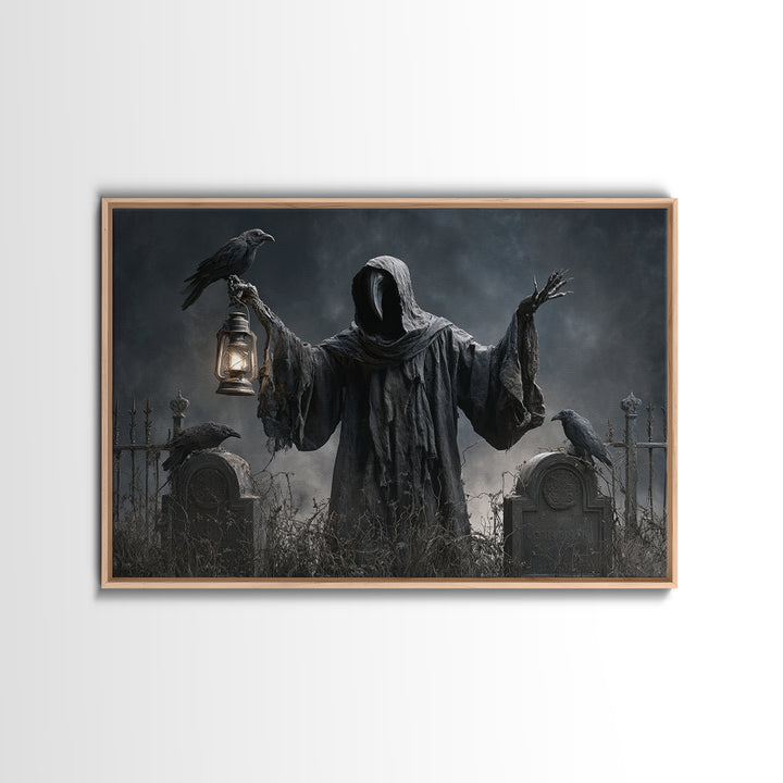The Raven Keeper, Landscape Wall Art, Macabre Wall Art, Framed Canvas Print, Halloween Wall Decor, Gothic Home Decor, Spooky Wall Decor
