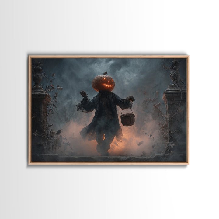 The Pumpkin-Headed Child, Landscape Wall Art, Dark Fantasy Wall Art, Canvas Print, Halloween Wall Decor, Gothic Home Decor